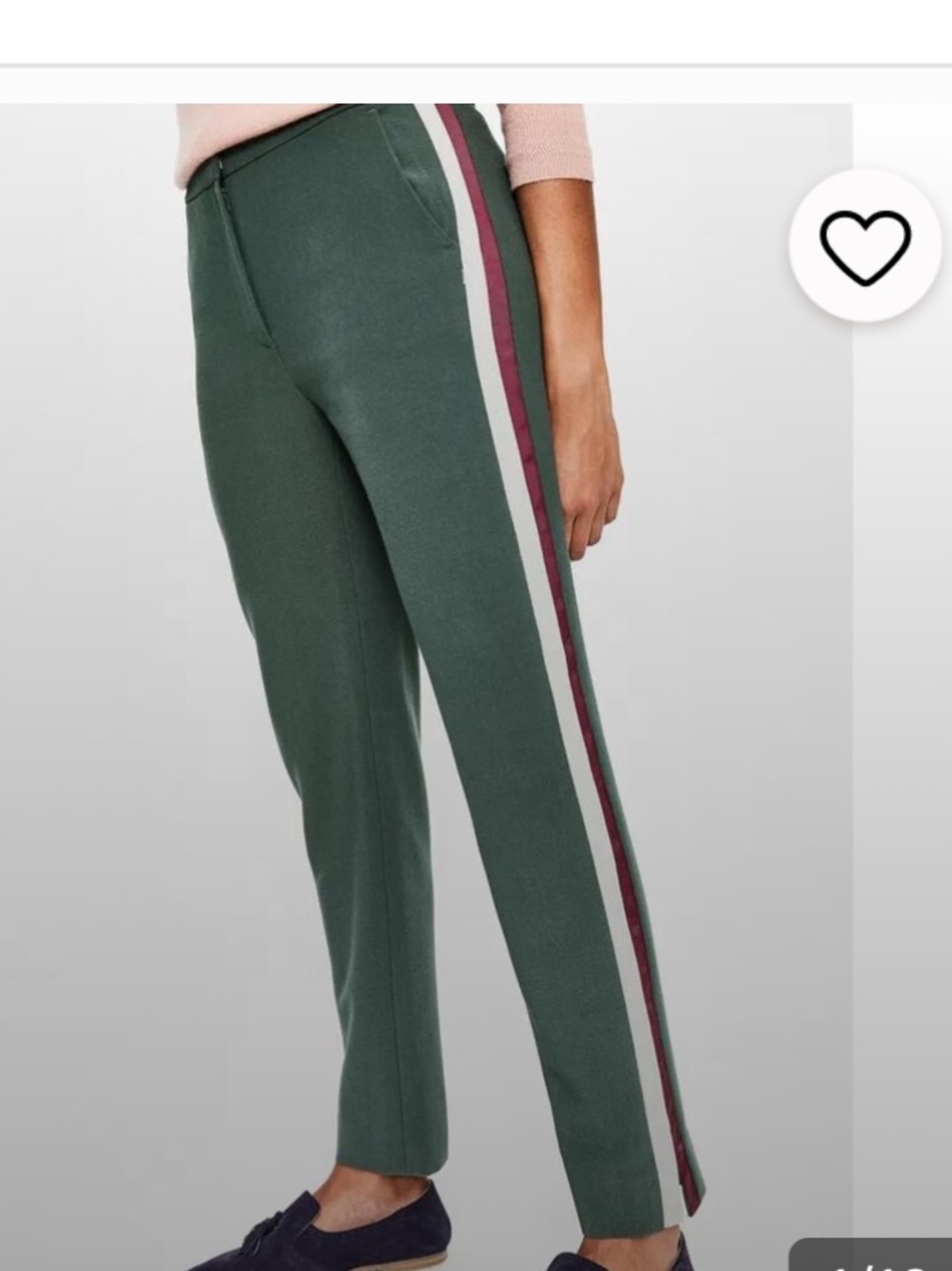 Boden Bristol Side Stripe Panel Ankle Trouser Pant Tuxedo Green